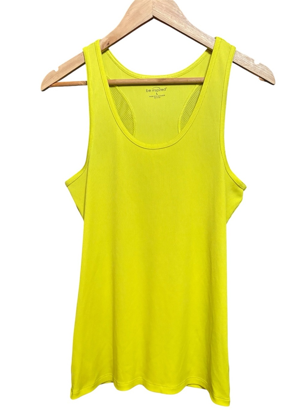 be inspired Neon Yellow Ribbed Tank Top - Women S